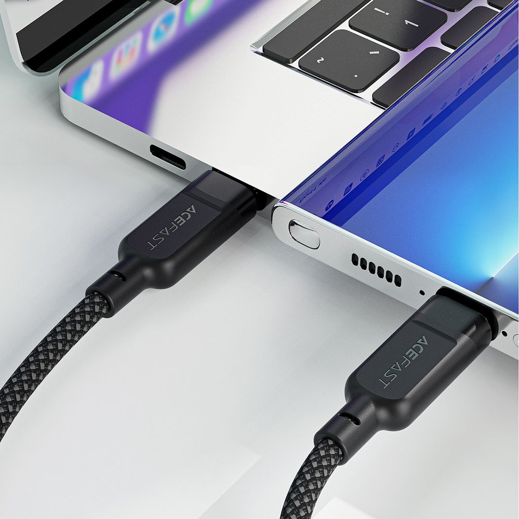 Acefast C5 USB-C til USB-C 2-i-1 kabel 100W 480Mb/s svart 1,2m