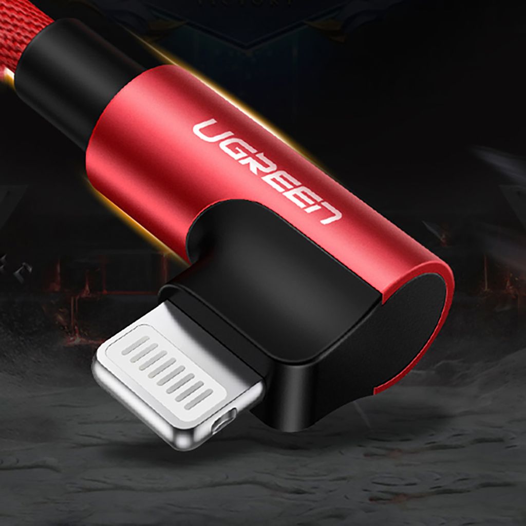 Ugreen US299 60555 Lightning/USB-A kaapeli, MFi, kulmaliitin, 2.4A, 1m, musta