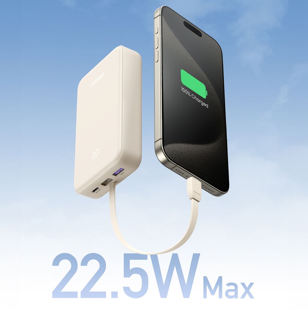 Ugreen PB505 powerbank 20000mAh USB-C USB-A – hvit