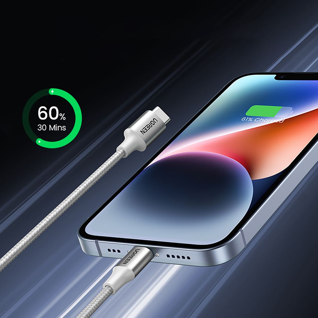 Ugreen US304 70523 USB-C til Lightning kabel 1m - sølv