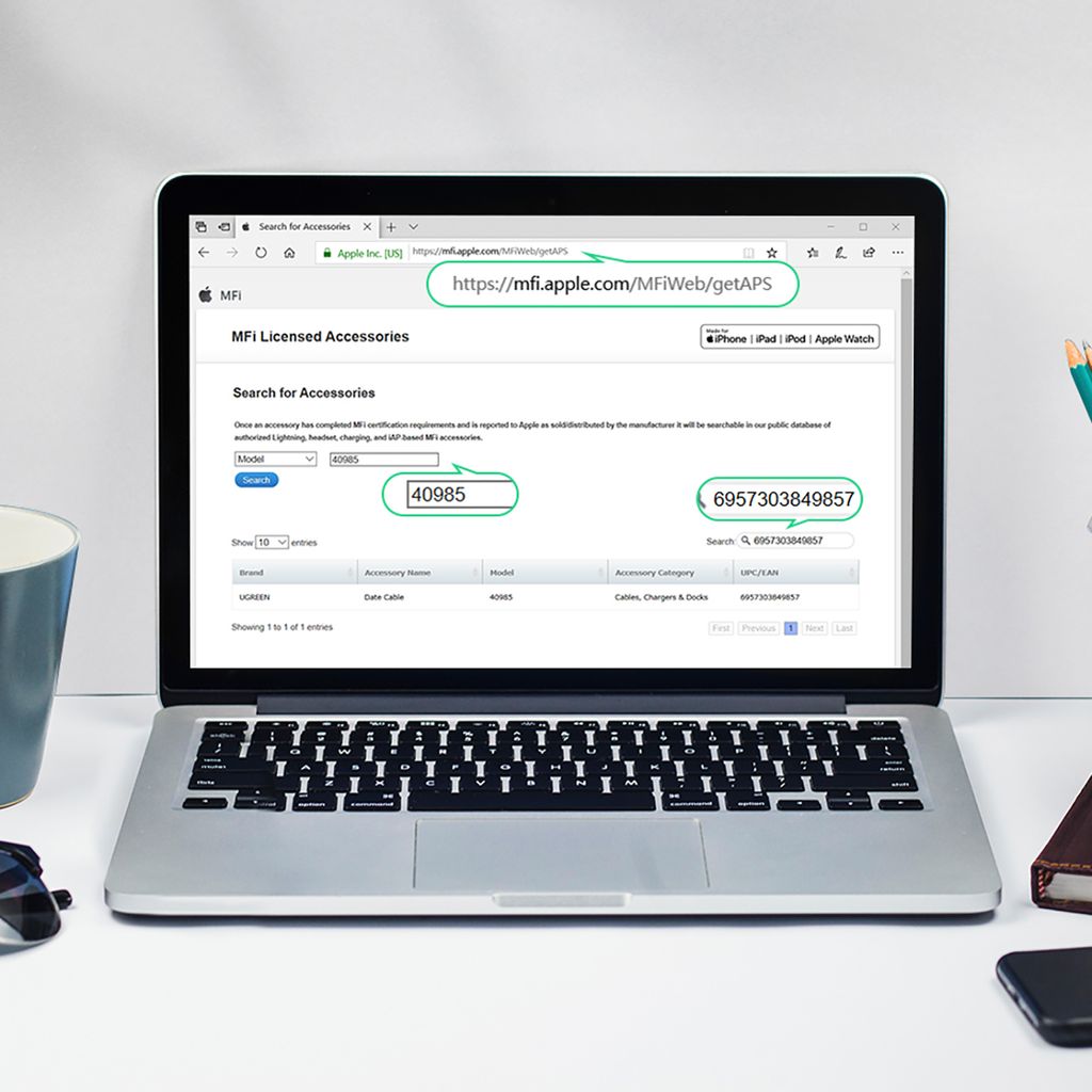 Ugreen US199 60158 USB-A / Lightning MFi-kabel 2m - svart