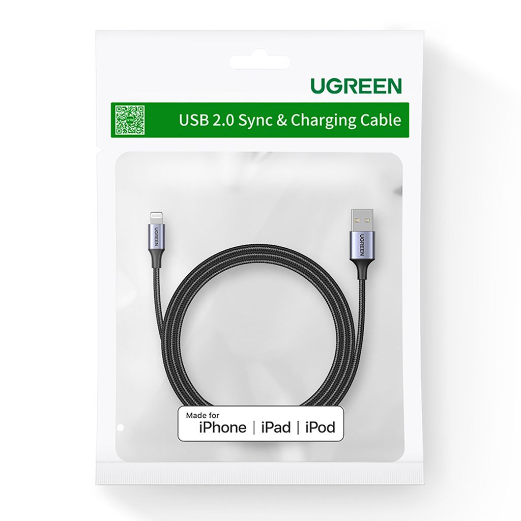 Ugreen US199 60157 USB-A / Lightning MFi-kaapeli 1,5m, musta