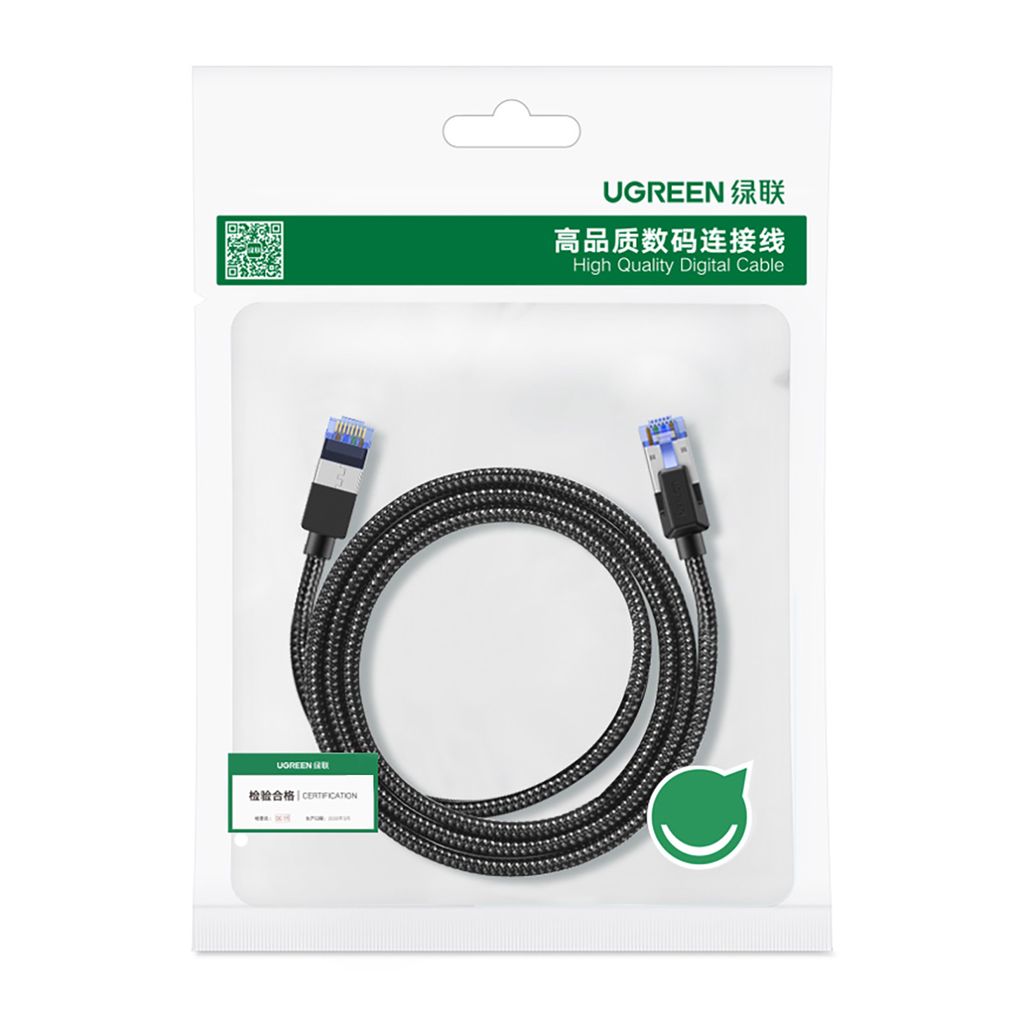 Ugreen NW153 Ethernet Cat8 kabel 1,5 m svart - Snabb och hållbar
