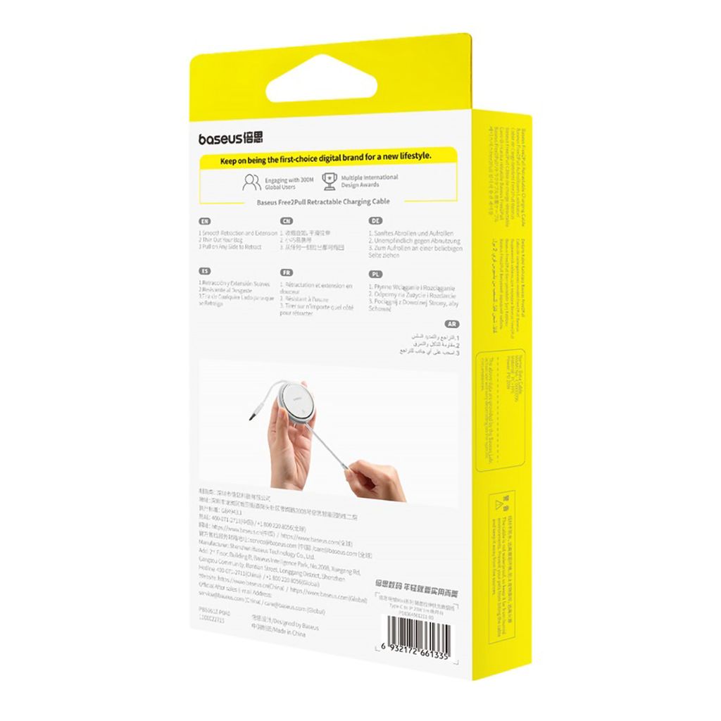 Baseus Free2Pull retractable cable 1m USB-C/Lightning 20W blå