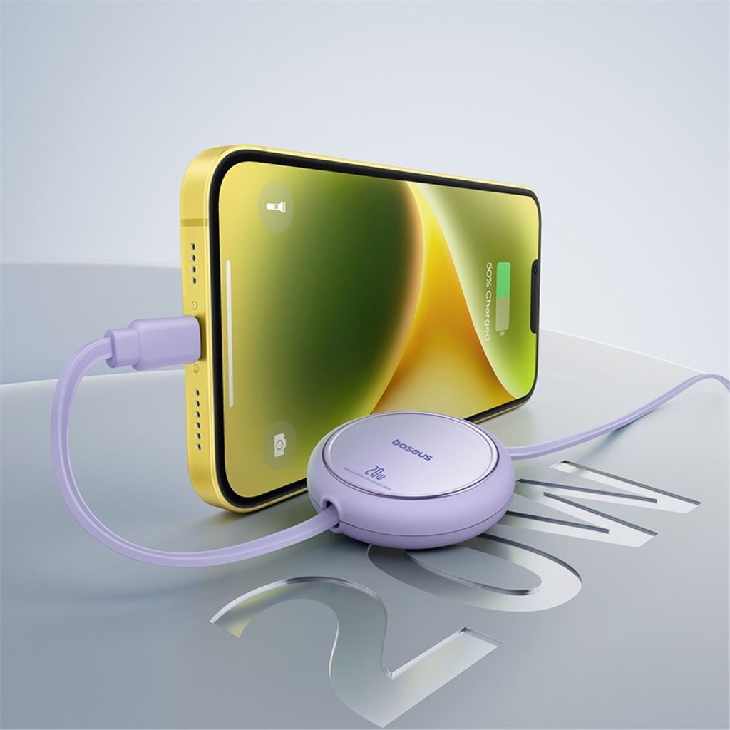 Baseus Free2Pull Cable Retractable USB-C / Lightning 20W 1m - violetti