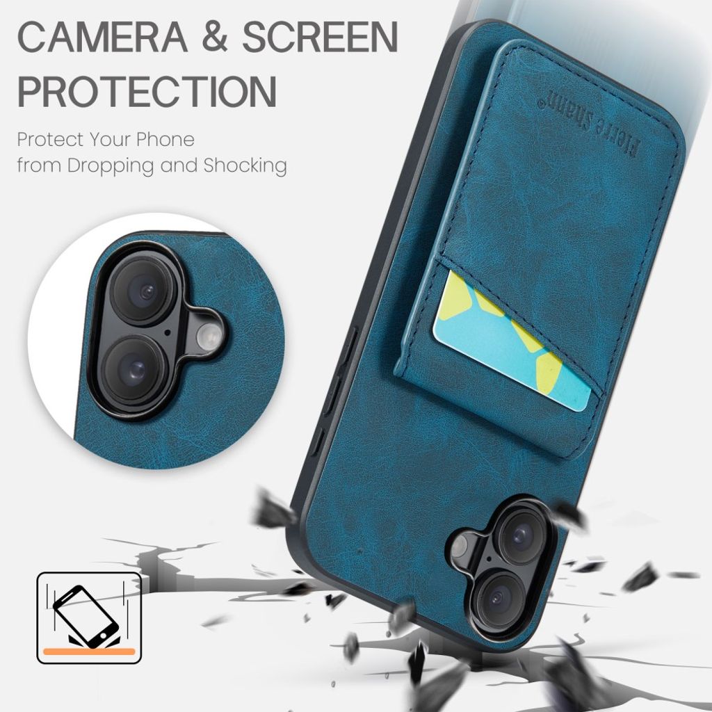 FIERRE SHANN iPhone 16 Case with Stand - Blue