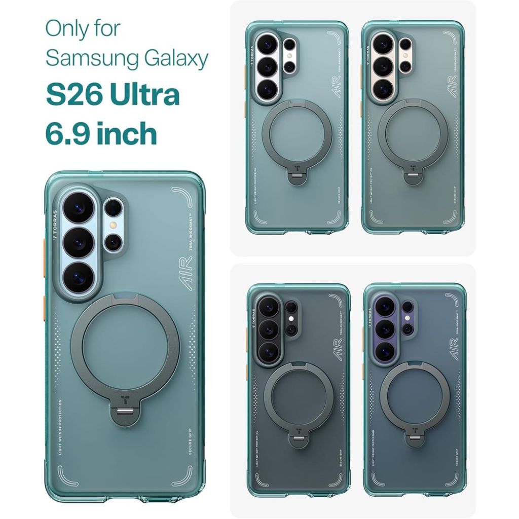 TORRAS Samsung Galaxy S26 Ultra Kuori MagSafe-yhteensopiva Jalusta - Vihreä