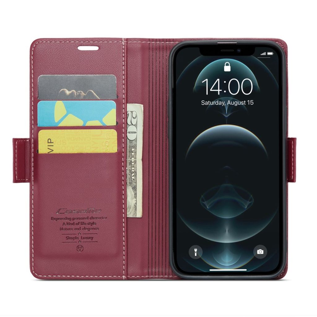 CASEME iPhone 12 Pro Max Etui med Kortplads - Rød