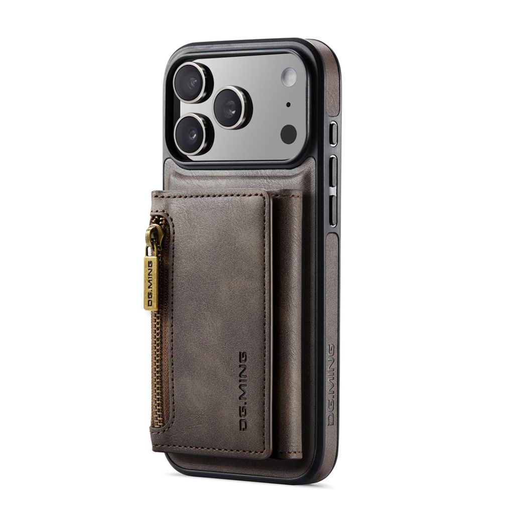 DG.MING iPhone 18 Pro/17 Pro Deksel med Magnetisk Avtakbar Lommebok - Brun