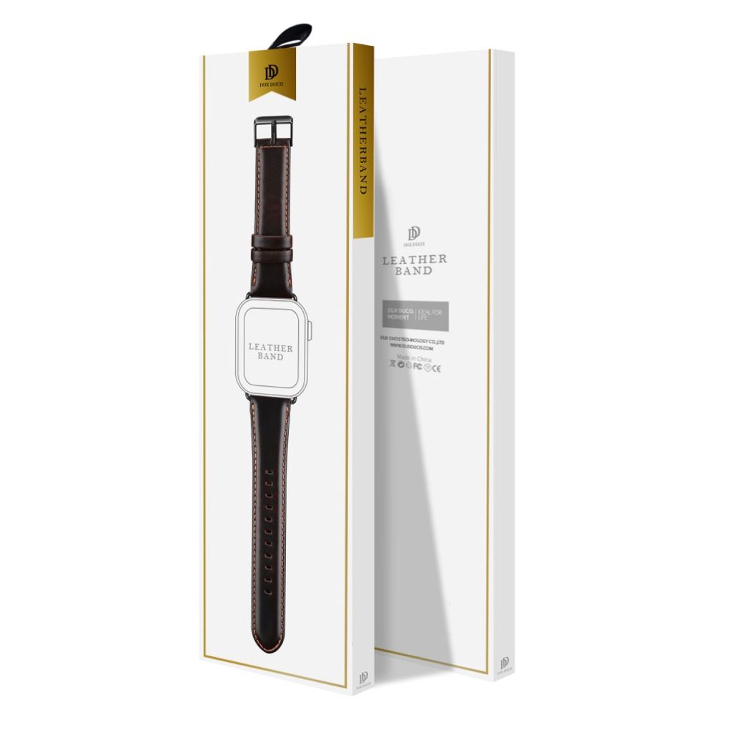 DUX DUCIS Apple Watch 42/44/46/49 mm skinnrem – mørkebrun