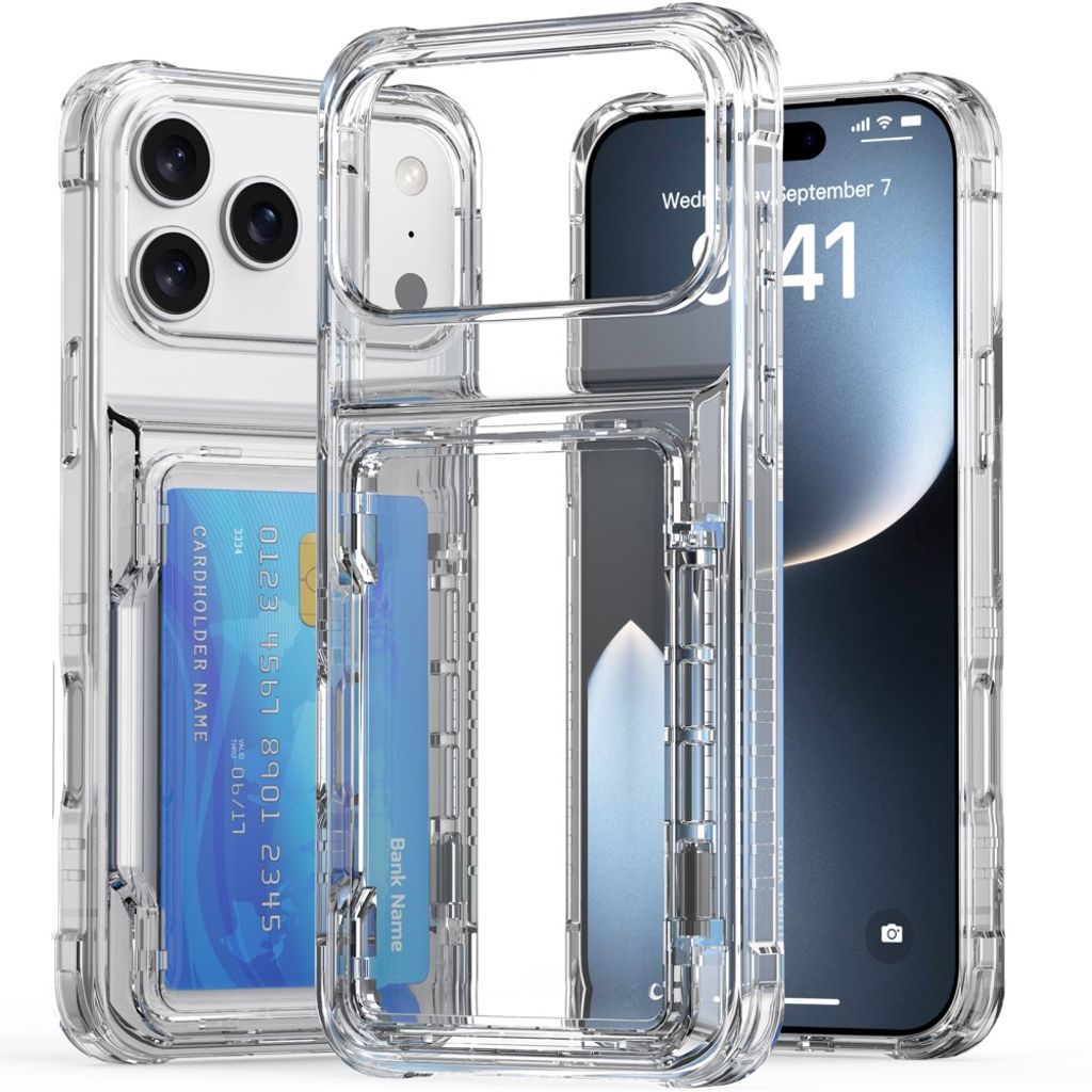 iPhone 17 Pro Kuori, Jalusta, Korttipaikka - läpinäkyvä