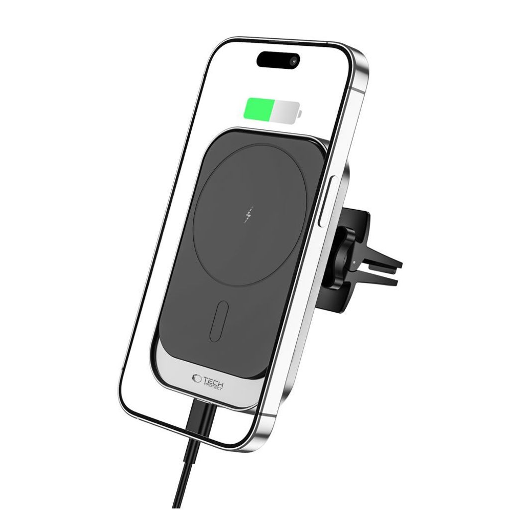 Tech-Protect CW19 MagSafe magnetisk bilholder med 15W trådløs oplader - sort