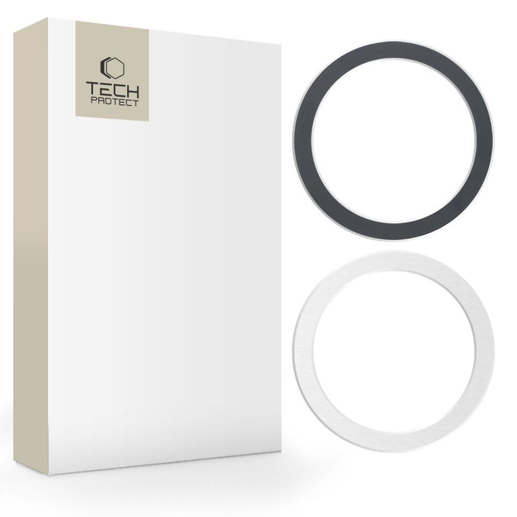 Tech-Protect MagMat MagSafe magnetisk ring universal - Sort/Sølv 2-pak