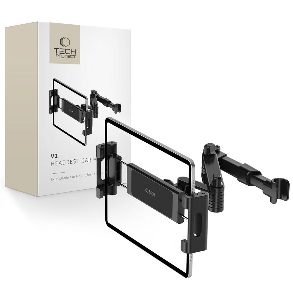 Tech-Protect V1 telescopic car headrest phone holder – Black