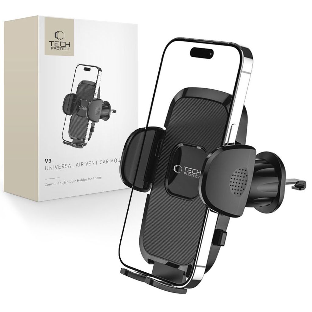 Tech-Protect V3 -puhelimen pidike autoon tuuletusritilään – musta