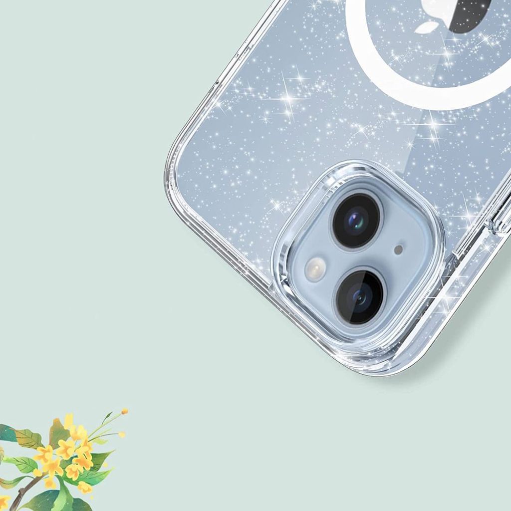 Tech-Protect FlexAir Hybrid MagSafe Case for iPhone 13/14 - Transparent Glitter