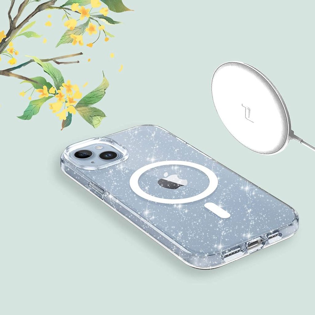 Tech-Protect FlexAir Hybrid MagSafe Case for iPhone 13/14 - Transparent Glitter