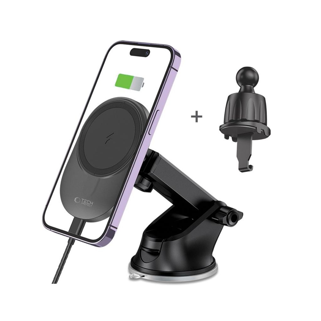 Tech-Protect MM15W-V1 bilholder med MagSafe 15W trådløs oplader – sort