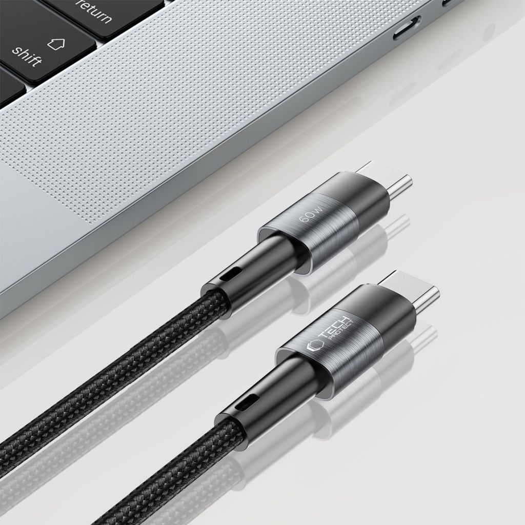 Tech-Protect UltraBoost USB-C / USB-C PD kabel 60W 0,25m - grå