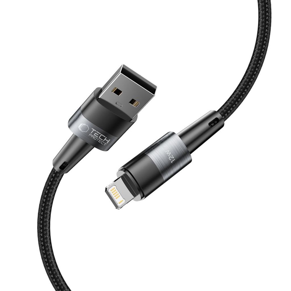 Tech-Protect UltraBoost Lightning / Lightning kabel 12W 2.4A 2m - grå