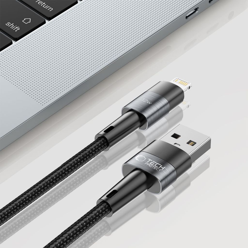 Tech-Protect UltraBoost Lightning / Lightning kabel 12W 2.4A 2m - grå