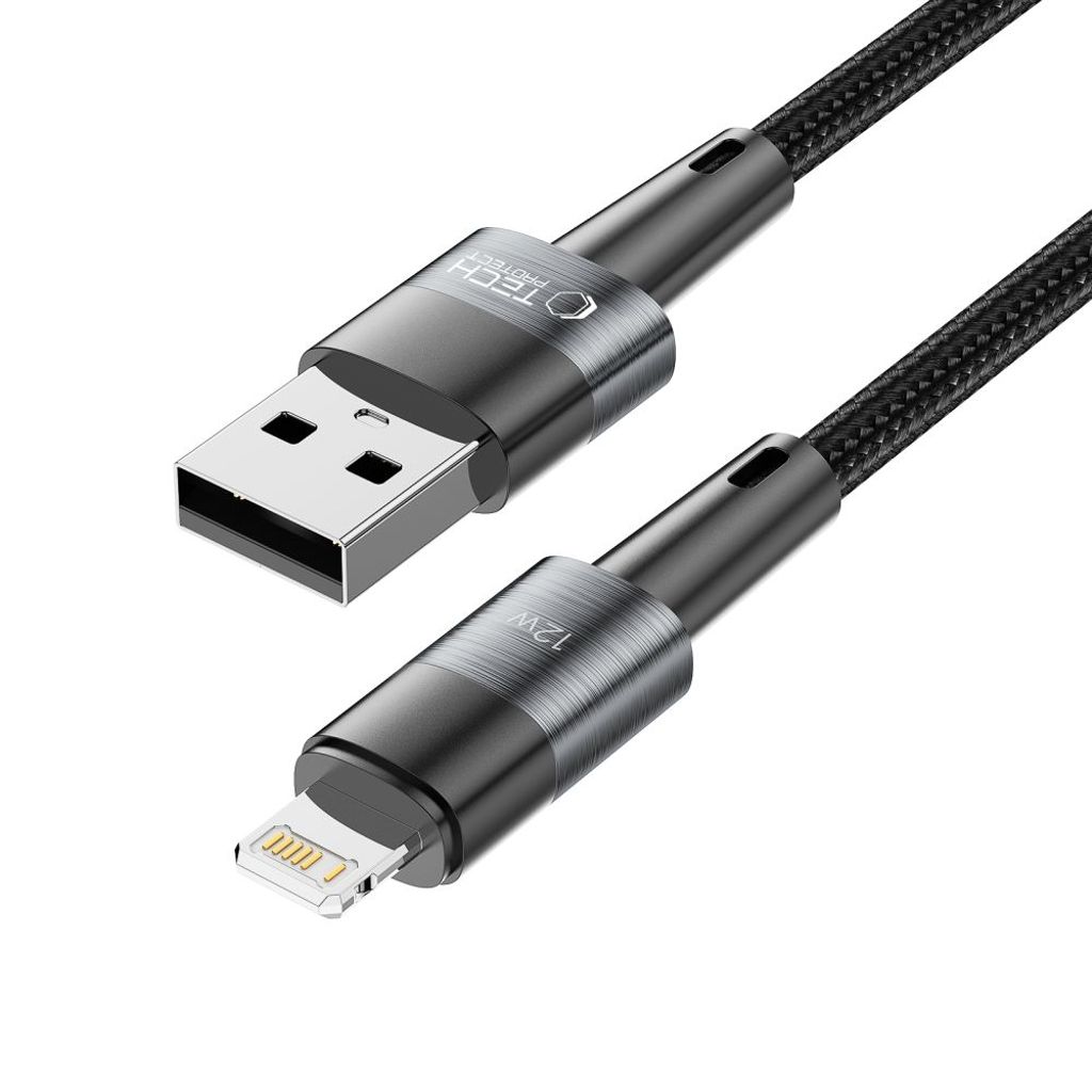 Tech-Protect UltraBoost Lightning / Lightning kabel 12W 2.4A 2m - grå