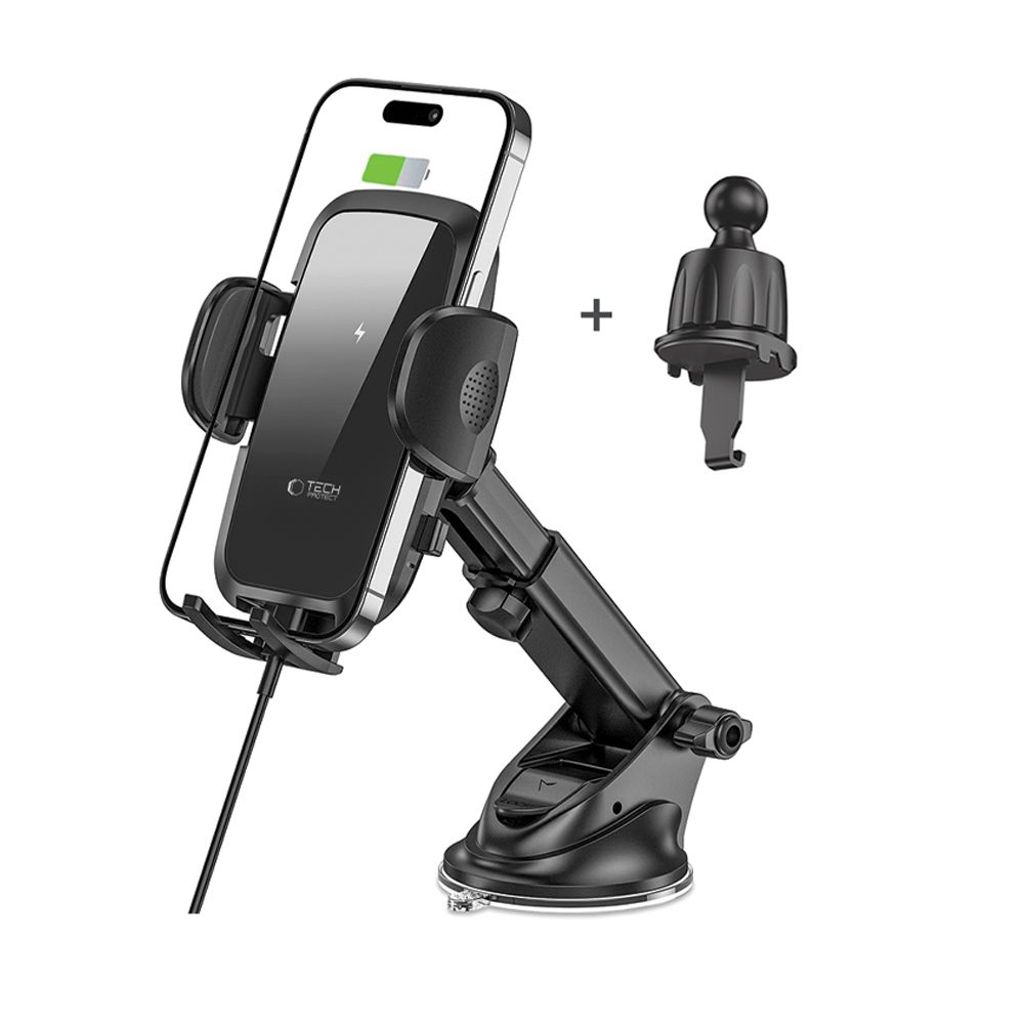 Tech-Protect CM15W-V1 bilholder med 15W trådløs opladning - sort