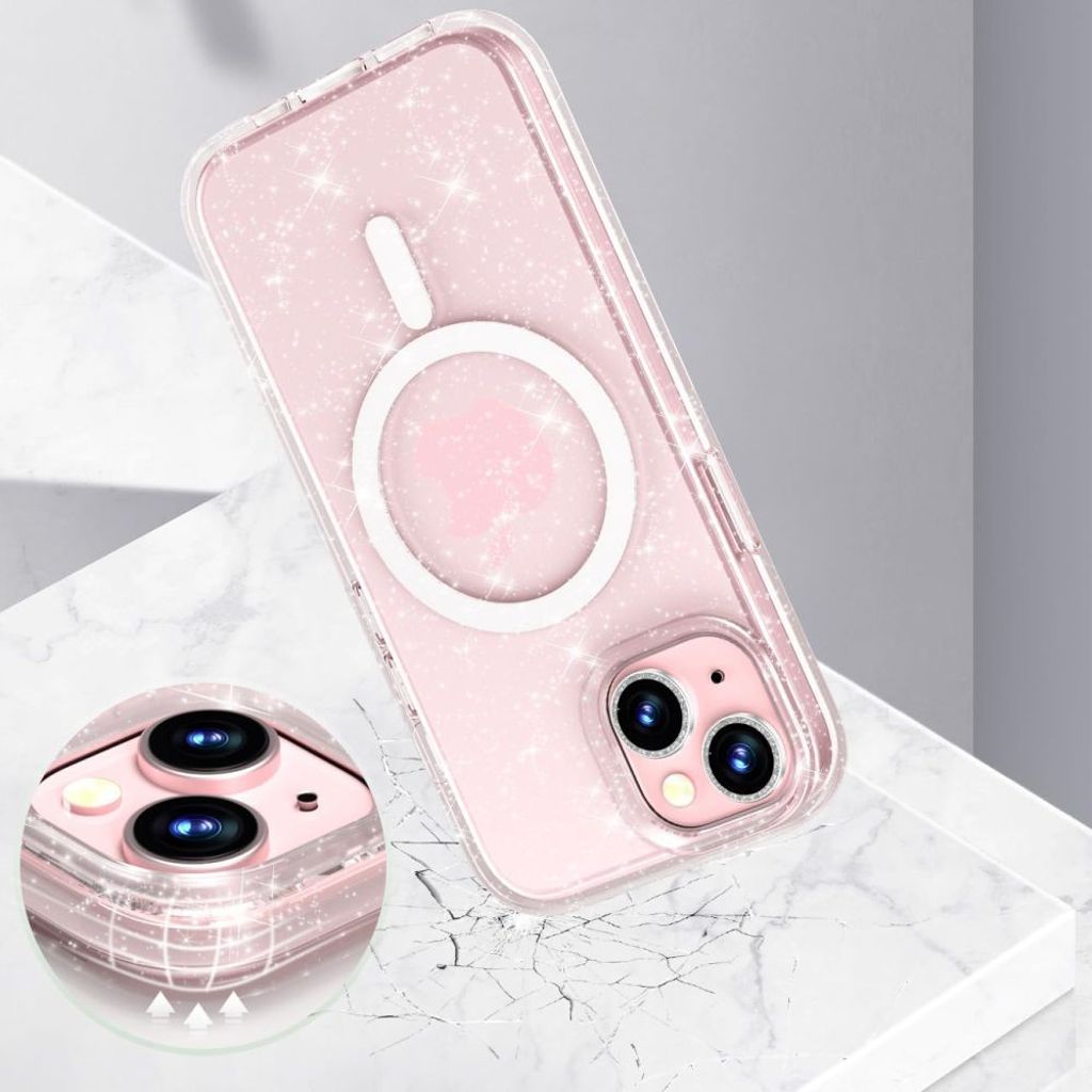 Tech-Protect FlexAir Hybrid MagSafe Case for iPhone 15 - Transparent Glitter