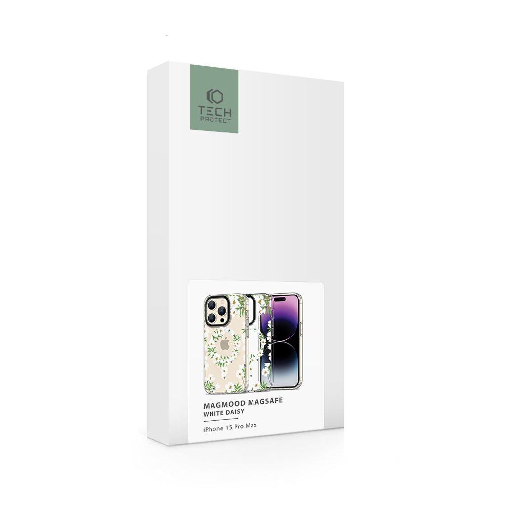Tech-Protect MagMood MagSafe Deksel til iPhone 15 Pro Max - White Daisies