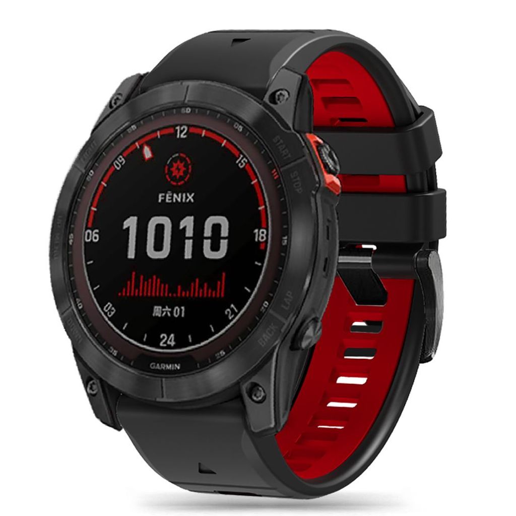 Tech-Protect IconBand Pro Urrem til Garmin Fenix 6X/7X etc - Sort/Rød