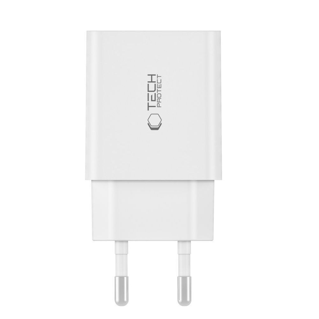 Tech-Protect C35W 2x USB-C PD 35W vegglader med USB-C / Lightning-kabel - hvit