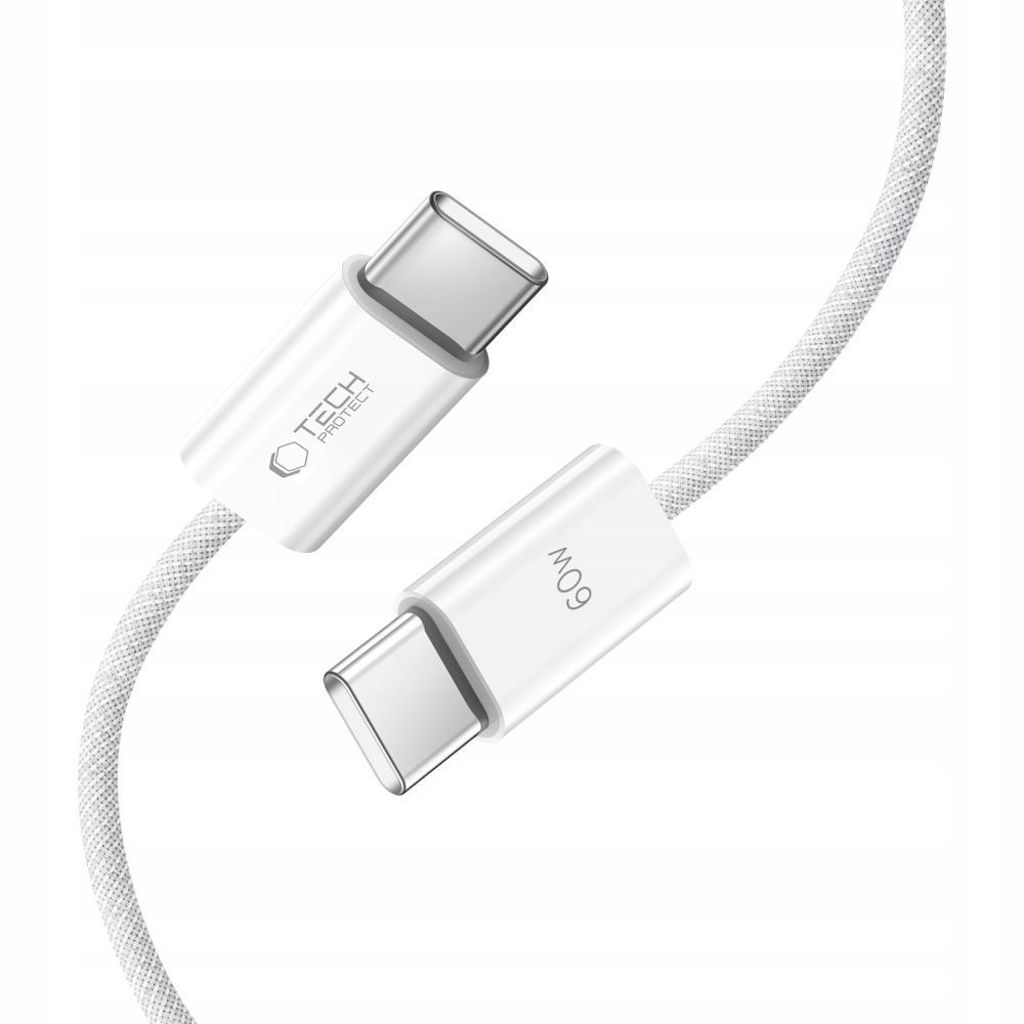 Tech-Protect UltraBoost Classic USB-C / USB-C PD kabel 60W 3A 1m - hvid