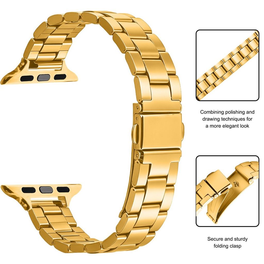 Apple Watch 42/41/40/38mm Klockarmband i rostfritt stål - Guld