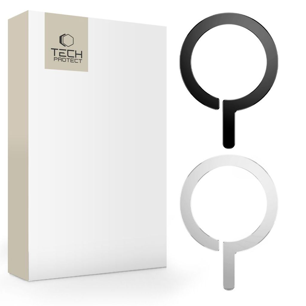 Tech-Protect MetalRing universal MagSafe ring, 2-Pak – Sort/Sølv