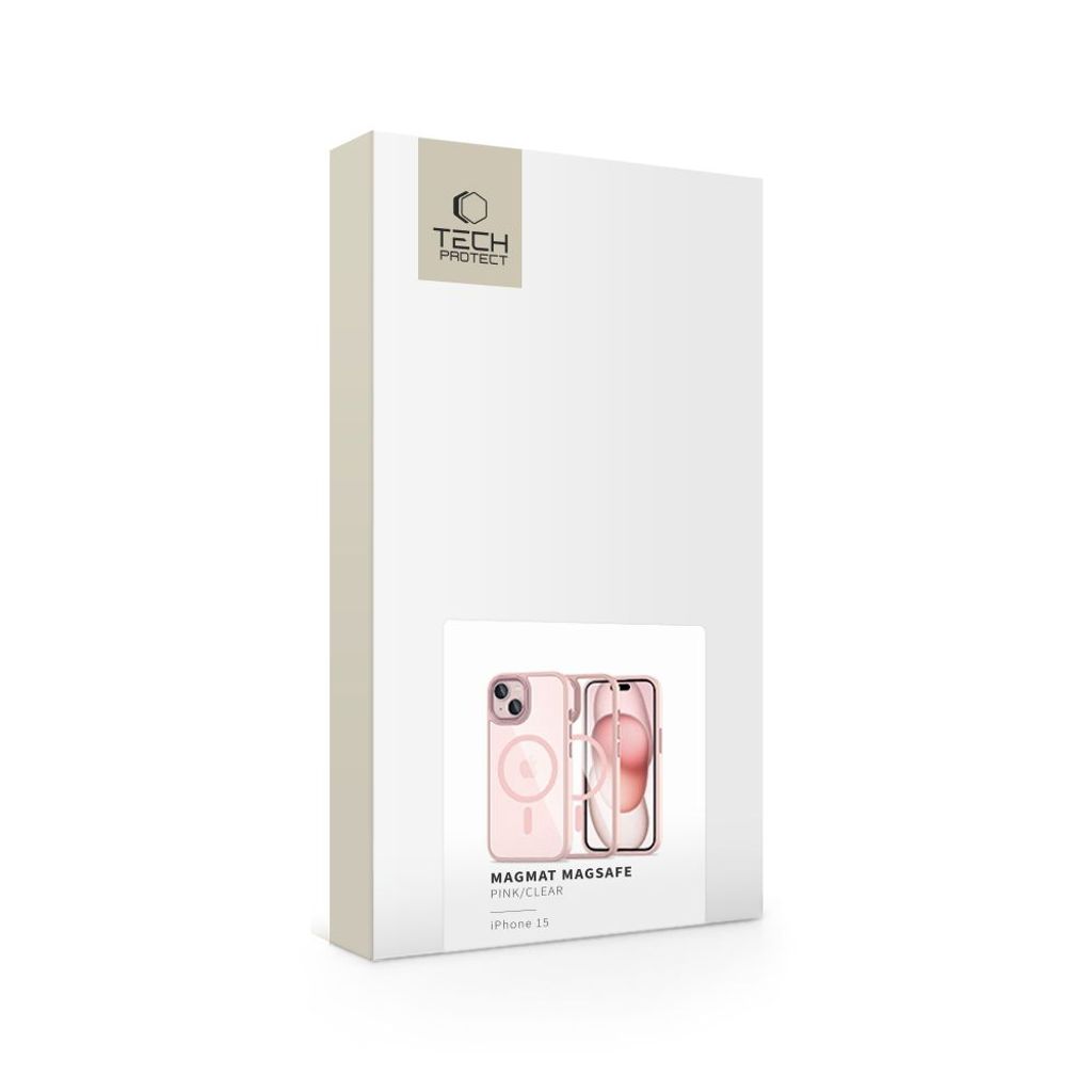 Tech-Protect MagMat MagSafe Case for iPhone 15 - Transparent Pink