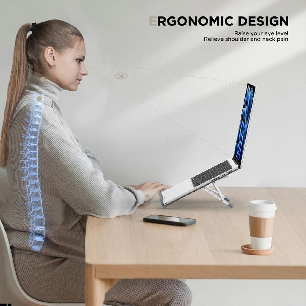 Tech-Protect ULS300 kannettavan tietokoneen jalusta – Hopea