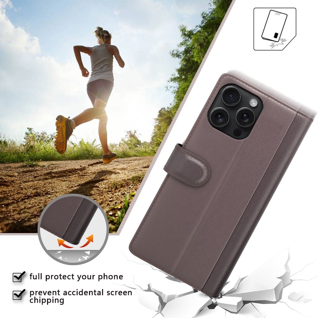 iPhone 16 Pro Etui i ekte skinn - Brun