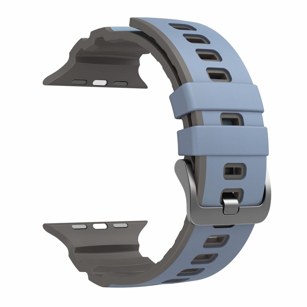 Apple Watch 49/46/44/42mm Tvåfärgat Klockarmband Silikon - Blå/Grå