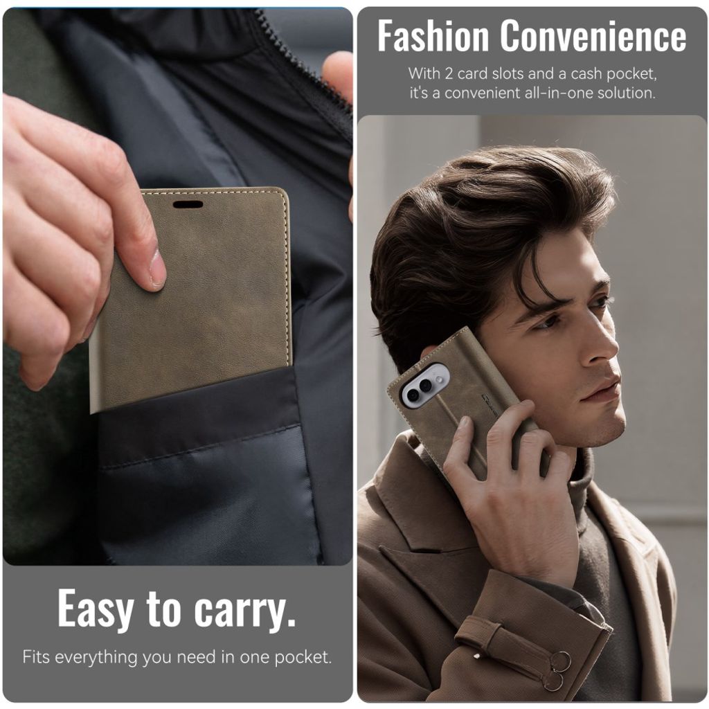 CASEME iPhone Duo Lompakkokotelo RFID-suojauksella - Ruskea