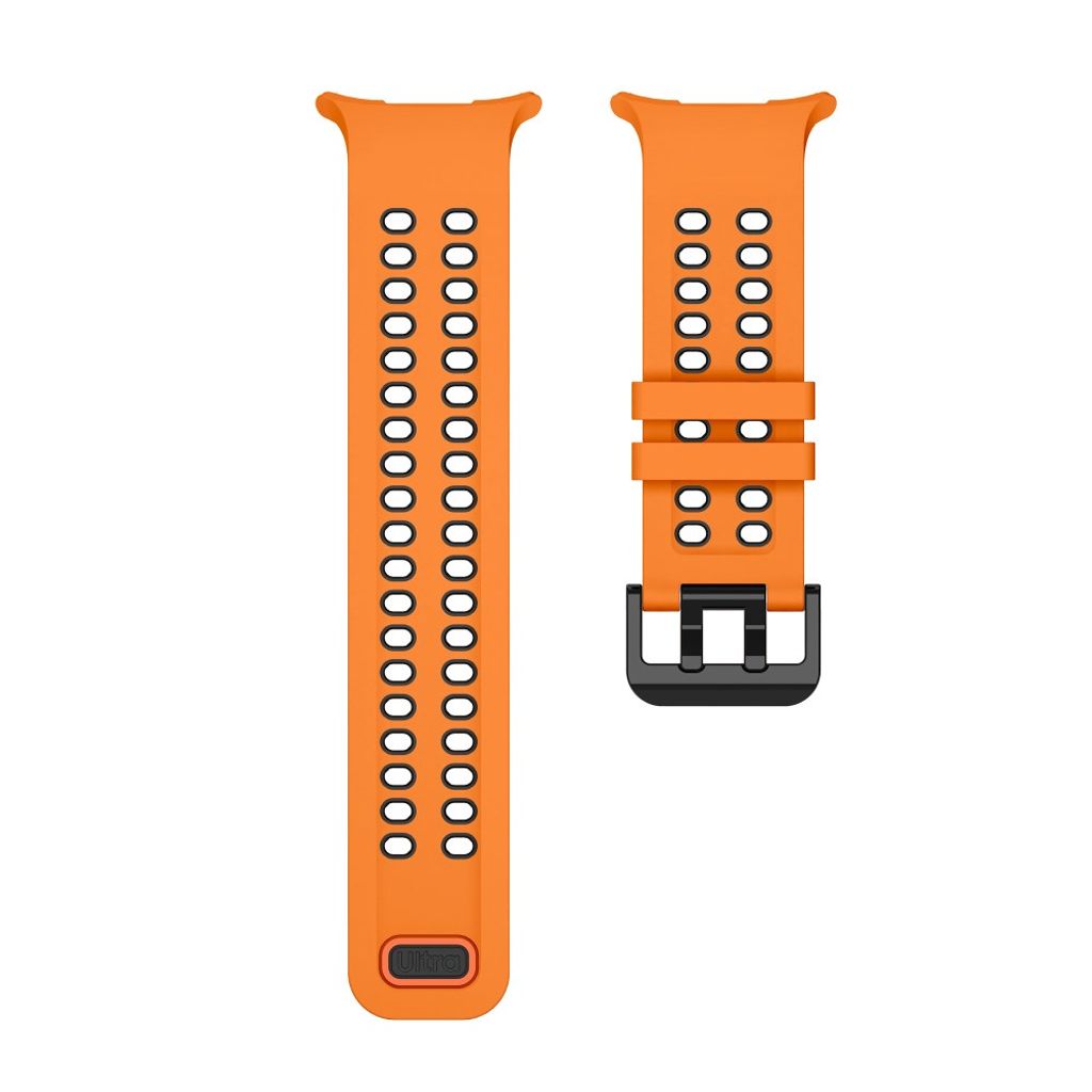 Samsung Galaxy Watch Ultra/Ultra2 Tofarget silikon klokkerem med dobbel spenne - Oransje/Svart