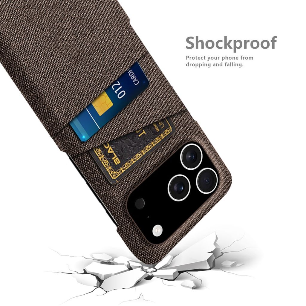 iPhone 17 Pro Kuori, Tekstiili, 2 Korttipaikka - ruskea