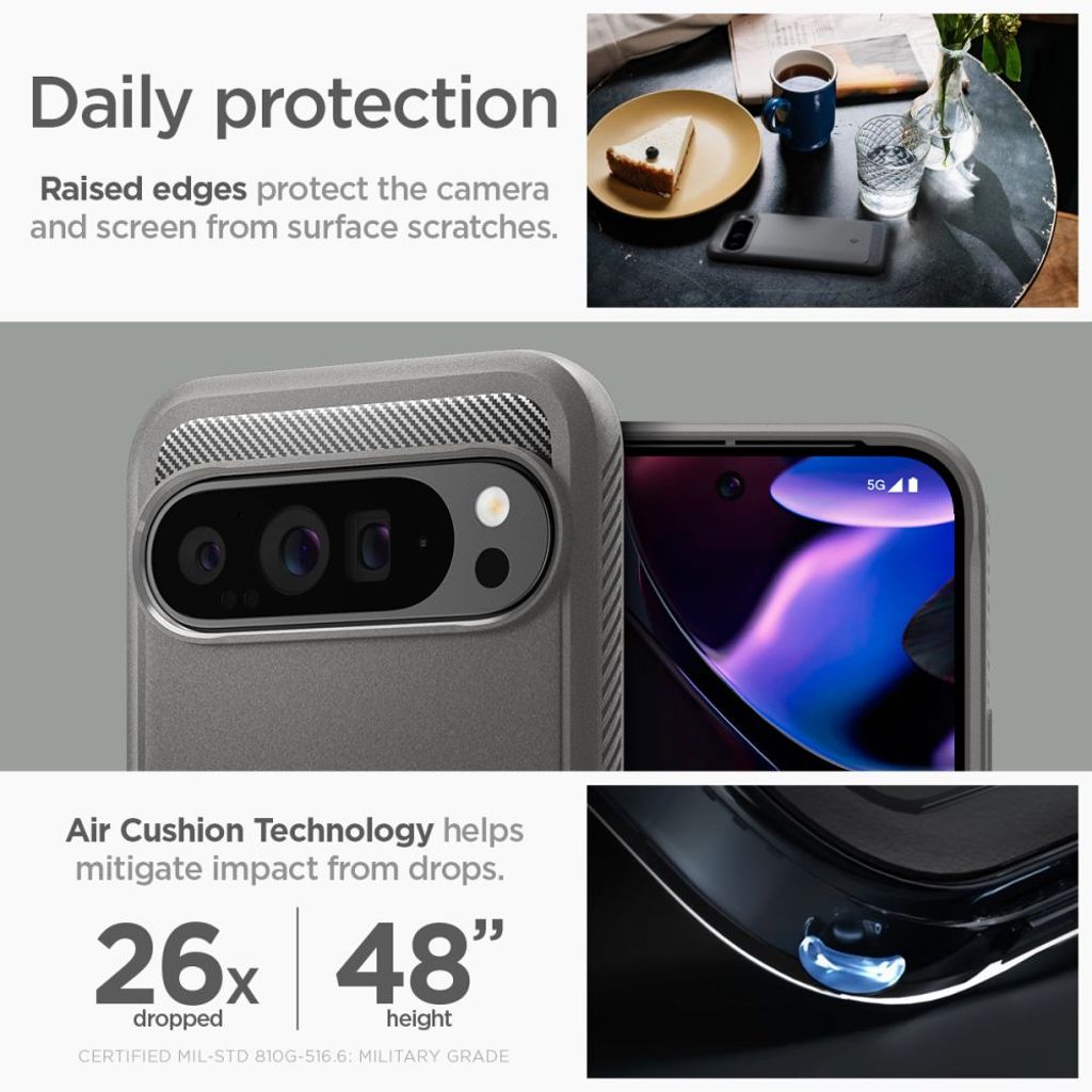 Spigen Rugged Armor Kuori Google Pixel 9 Pro XL - Harmaa