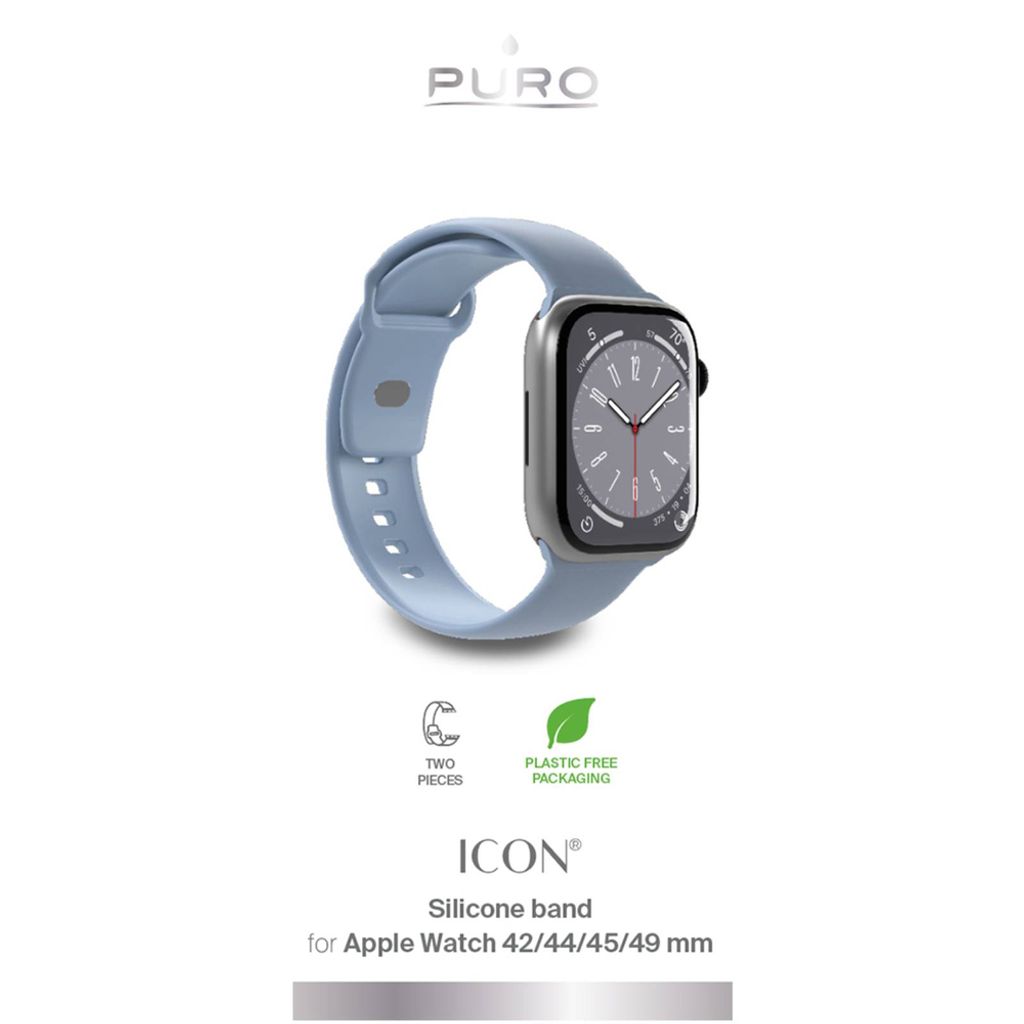 Puro Icon Silicone Kellonranneke Apple Watch 38/40/41mm 2-pakkaus - Vaaleansininen