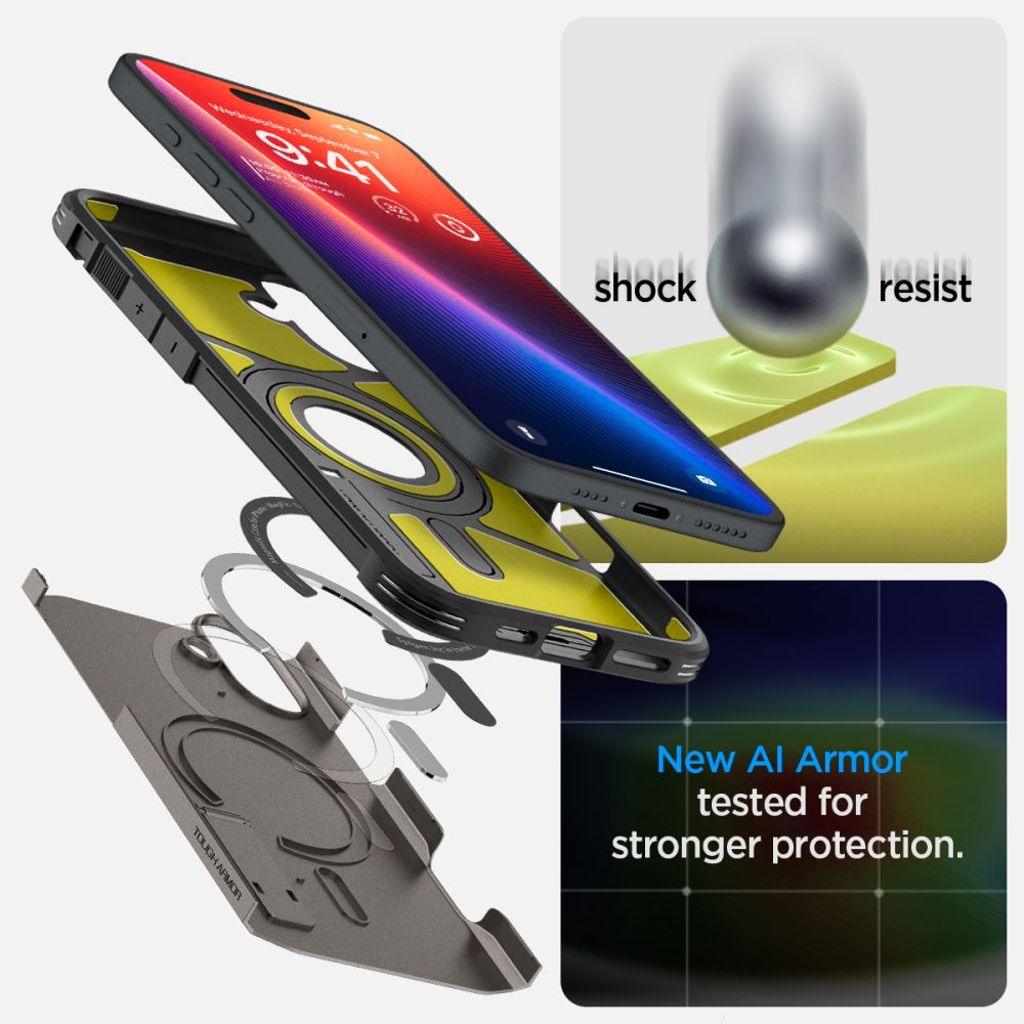 Spigen Tough Armor MagSafe Case for iPhone 16 - Gunmetal
