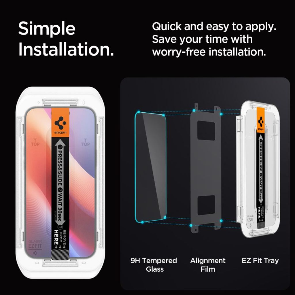 Spigen Glas.tR EZ Fit Skjermbeskytter til iPhone 16 Pro