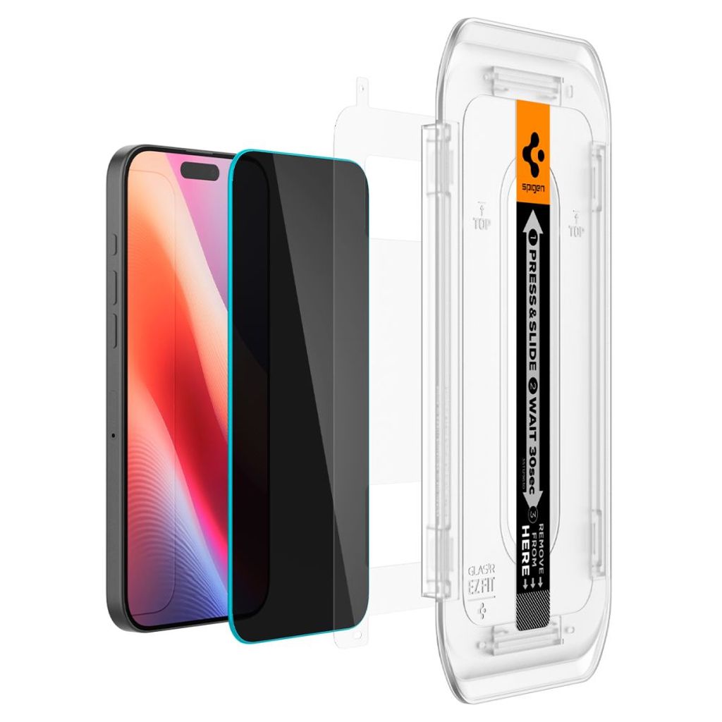 Spigen iPhone 16 Pro/17/17 Pro Glas.tR EZ Fit Privacy Skärmskydd 2-pack
