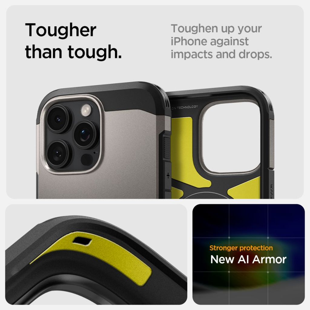 Spigen Tough Armor MagSafe Deksel til iPhone 16 Pro - Gunmetal