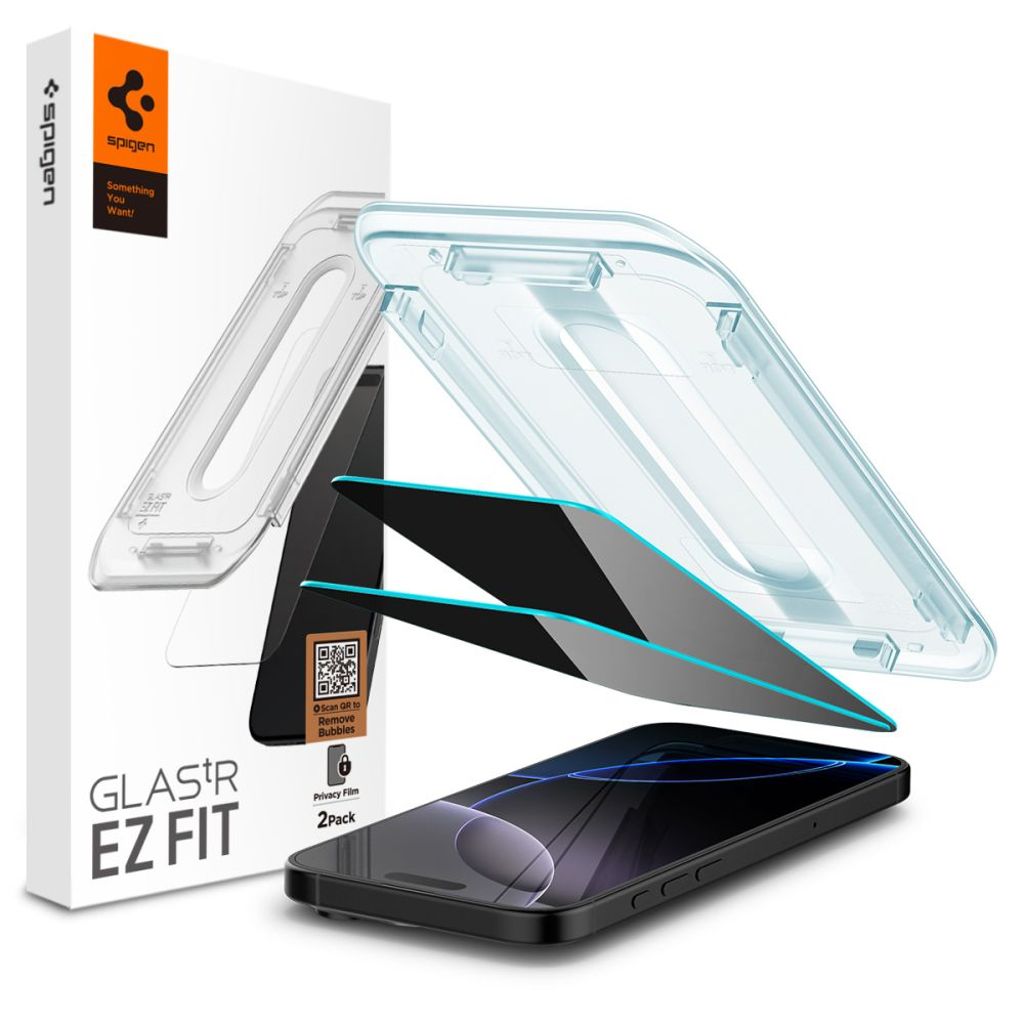 Spigen Glas.tR EZ Fit iPhone 16 Pro Max/17 Pro Max Privacy Skärmskydd 2-pack