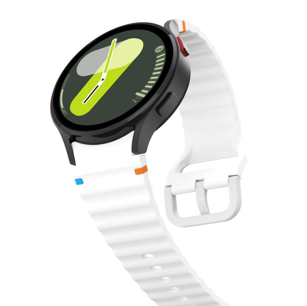 Tech-Protect Silicone Sport Urrem til Samsung Galaxy Watch 4/5/5 Pro/6/7/FE - Hvid
