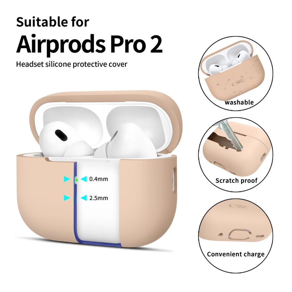 Tech-Protect Silicone Case for AirPods Pro 1 / 2 - Beige